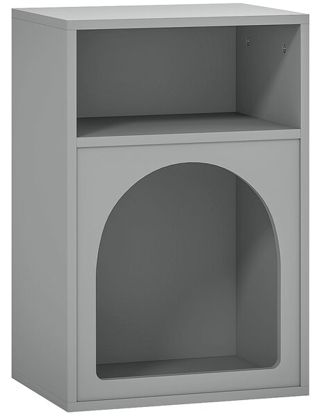 HOMCOM Bedside Table with 2 Open Compartments - Grey