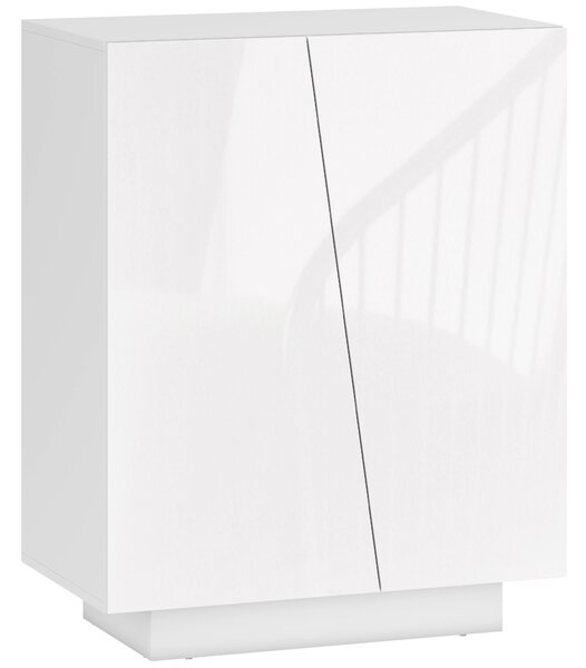 HOMCOM Wooden Freestanding Storage Cabinet for Bedroom, High Gloss Sideboard with Adjustable Shelves, White Aosom UK