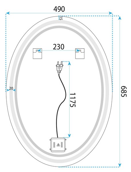 Marco 50x70 cm LED Mirror