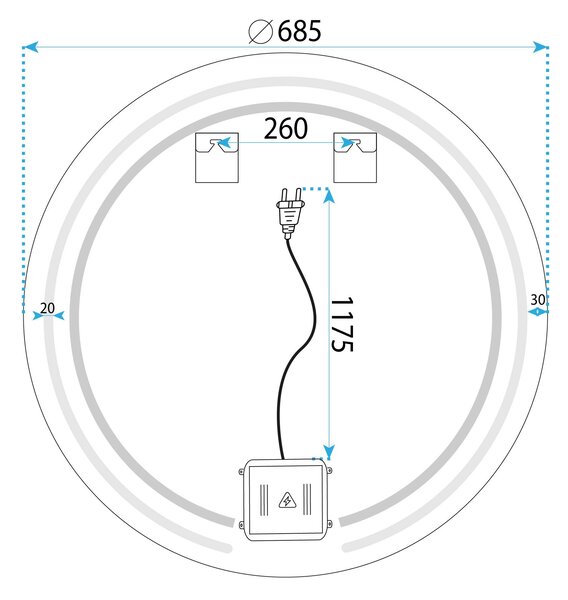 Mirror LED 70cm Modern
