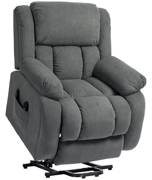 HOMCOM Recliner Armchair Lift Chair, Electric Recliner Chair with Vibration Massage and Heat, Wide Seat, USB Port, Grey