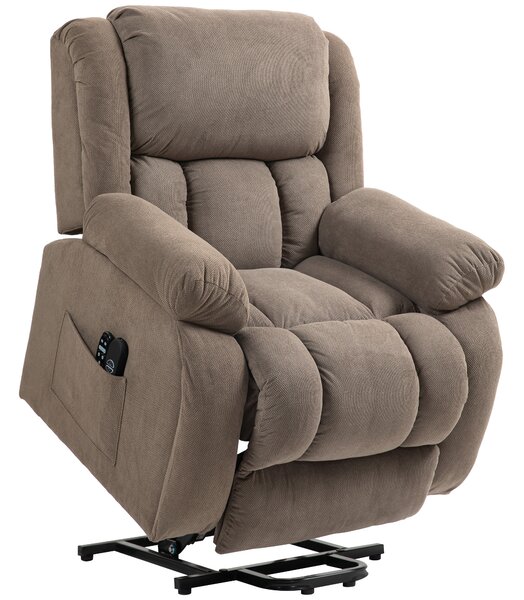 HOMCOM Recliner Armchair Lift Chair, Electric Recliner Chair with Vibration Massage and Heat, Wide Seat, USB Port, Light Brown