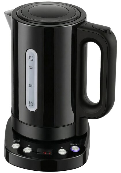 HOMCOM Electric Kettle, 1.7L, Fast Boil, 3kW Water Kettle with UK Strix Thermostat, Keep Warm Function, LCD Base, Black