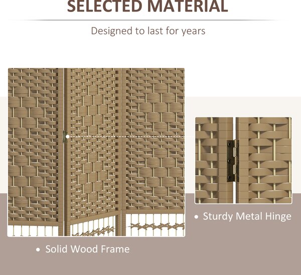 HOMCOM 3 Panel Folding Room Divider, Privacy Screen, Freestanding Paravent Partition Separator Natural Wood