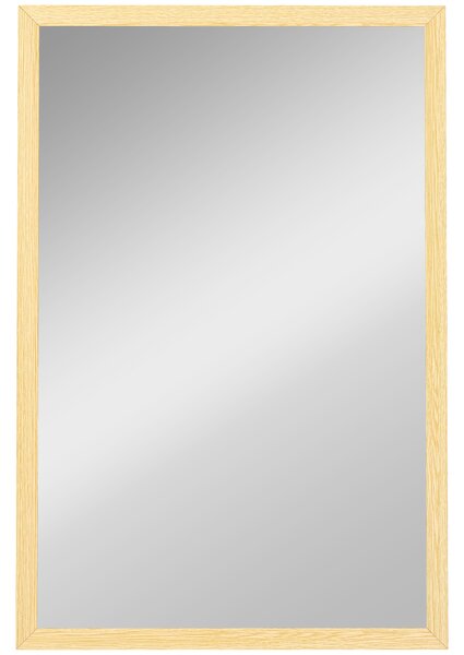 HOMCOM Wall Bathroom Mirror, 60 x 40 cm Wall-Mounted Mirror for Living Room, Bedroom, Hallway, Natural Wood Finish