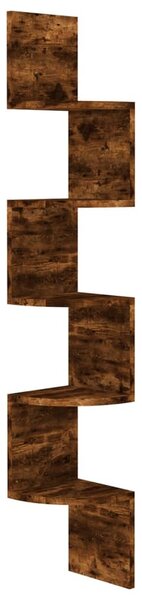 Wall Corner Shelf Smoked Oak 19x19x123 cm Engineered Wood