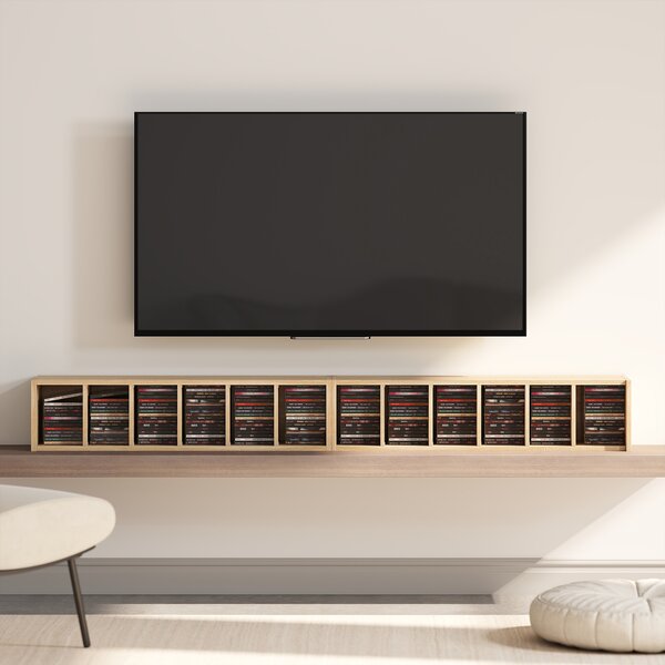 HOMCOM Set of 2 CD Media Display Shelf Unit Tower Rack with Adjustable Shelves, Oak