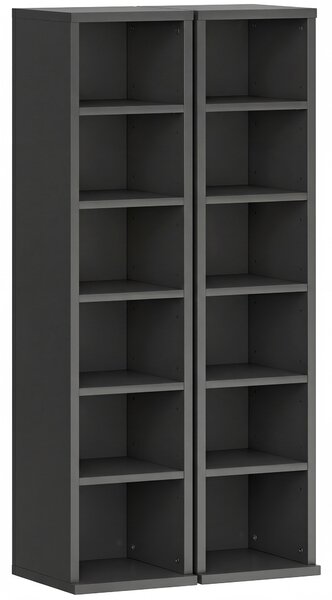 HOMCOM Set of 2 CD Media Display Shelf Unit Tower Rack with Adjustable Shelves, Black