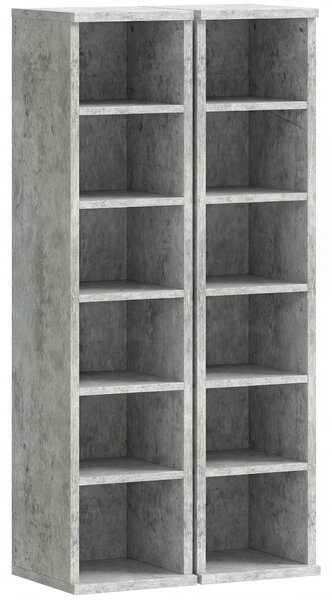 HOMCOM Set of 2 CD Media Display Shelf Unit Tower Rack with Adjustable Shelves, Grey
