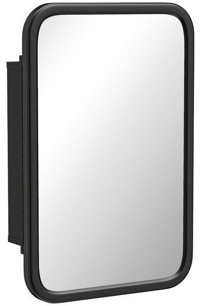 HOMCOM Bathroom Wall Cabinet with Tempered Mirror Metal Bathroom Mirror Cabinet with 3 Shelves Black