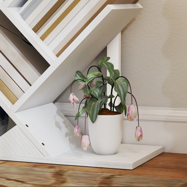 HOMCOM 9-Tier Tree Bookshelf, Industrial Free Standing Bookcase with Steel Frame, Display Storage White