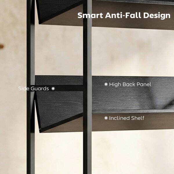 HOMCOM Bookshelf 5-Tier Metal Frame Room Divider Bookcase Storage Shelves for Living Room Black