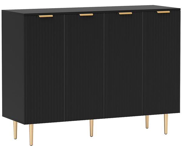 HOMCOM Sideboard Buffet Cabinet, Modern Kitchen Storage Cabinet with 4 Doors and Adjustable Shelves Black
