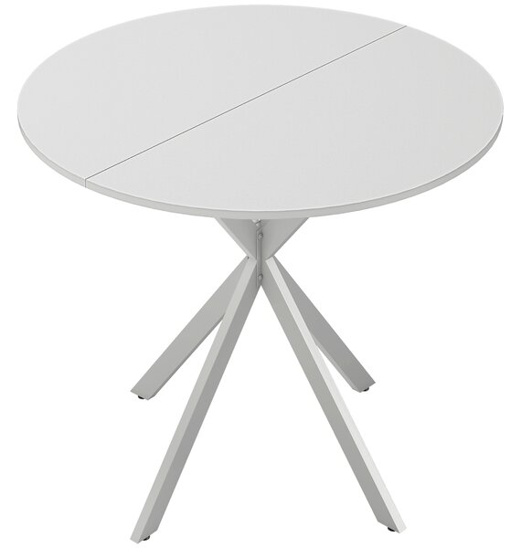 HOMCOM 80cm Industrial Round Dining Table - White