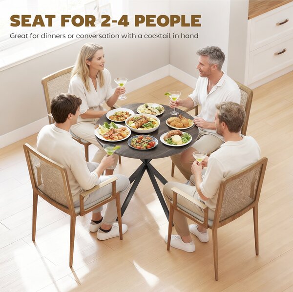 HOMCOM 80cm Industrial Round Dining Table - Brown
