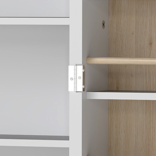 HOMCOM 119.5 cm Kitchen Cupboard, Freestanding Kitchen Cabinet with Double Doors, 5 Tiers, 12 Spice Racks, White