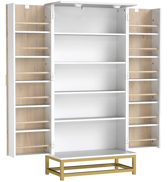 HOMCOM 119.5 cm Kitchen Cupboard, Freestanding Kitchen Cabinet with Double Doors, 5 Tiers, 12 Spice Racks, White