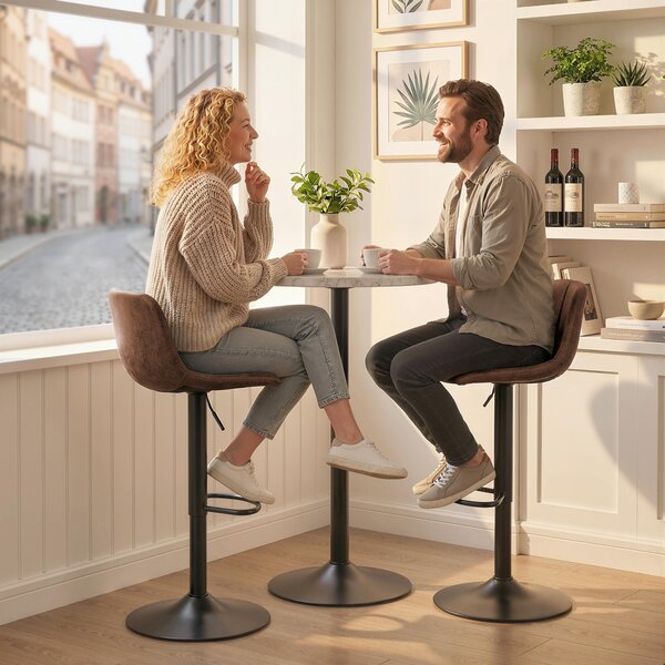 HOMCOM Bar Stools Set of 2, Modern Swivel Barstools with Footrest for Kitchen Island and Dining Room, Brown