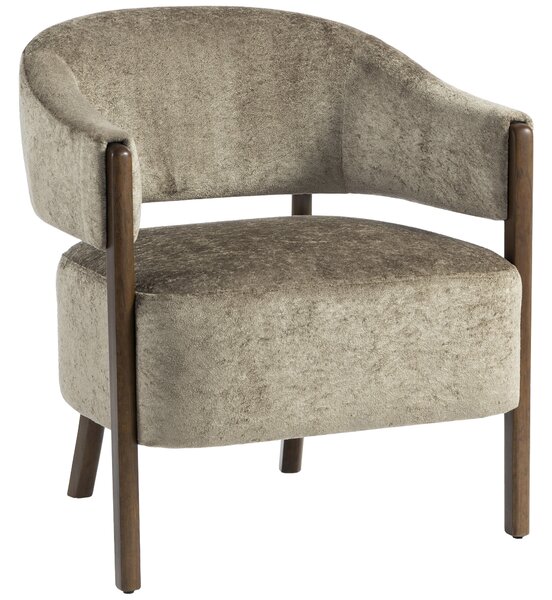 HOMCOM Accent Chair, Upholstered Tub Chair with Solid Wood Frame and Legs, Light Brown
