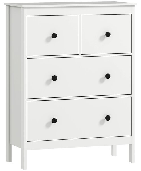 HOMCOM Modern Chest of Drawers, 4 Drawer Dresser Clothes Storage Organiser for Living Room, Hallway, Entryway, White