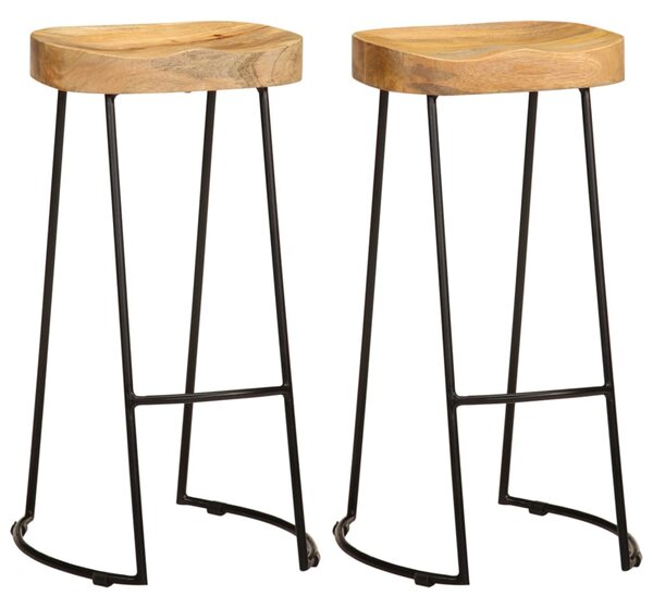 Bar Stools 2 pcs Solid Mango Wood