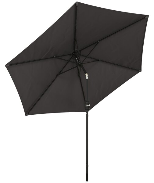 Outsunny 2.6 m Garden Parasol Umbrella with Aluminium Pole, Outdoor Patio Umbrella with Tilt and Crank, Vent, Black