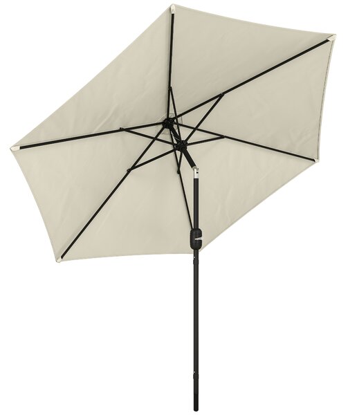 Outsunny 2.6 m Garden Parasol Umbrella with Aluminium Pole, Outdoor Patio Umbrella with Tilt and Crank, Vent, Cream White