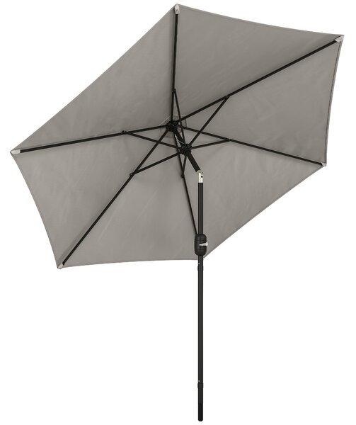 Outsunny 2.6 m Garden Parasol Umbrella with Aluminium Pole, Outdoor Patio Umbrella with Tilt and Crank, Vent, Light Grey