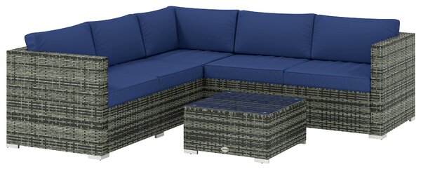 Outsunny Four-Piece Rattan Sofa Set - Blue