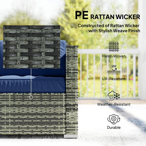 Outsunny Four-Piece Rattan Sofa Set - Blue