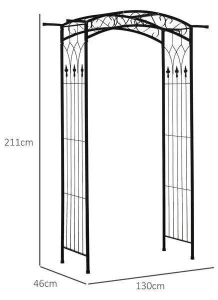Outsunny 211cm Height Metal Garden Arch Arbor for Wedding Decor for Climbing Plants and Outdoor Decoration