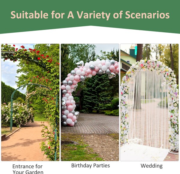 Outsunny 211cm Height Metal Garden Arch Arbor for Wedding Decor for Climbing Plants and Outdoor Decoration