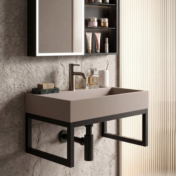 Conglomerate washbasin Rea GOYA TAUPE 50CM + Frame