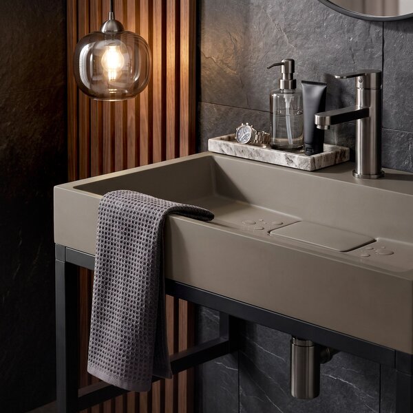 Conglomerate washbasin Rea GOYA TAUPE 50CM + Frame