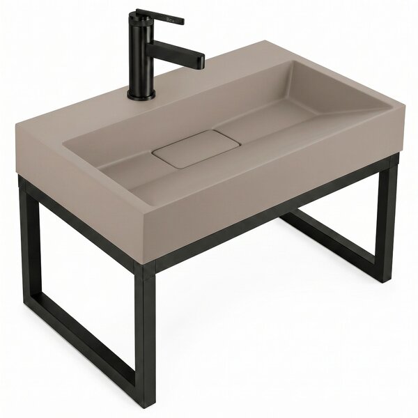 Conglomerate washbasin Rea GOYA TAUPE 50CM + Frame