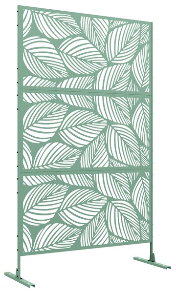 Outsunny Metal Decorative Privacy Screen Outdoor Divider, Green Leaf