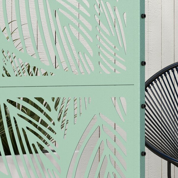 Outsunny Metal Decorative Privacy Screen Outdoor Divider, Green Leaf