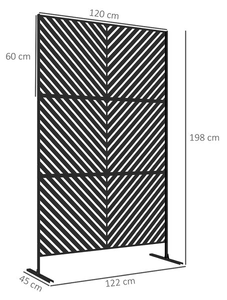 Outsunny 6.5FT Decorative Outdoor Divider, Metal Privacy Screen with Stand, Triangle Style, Black