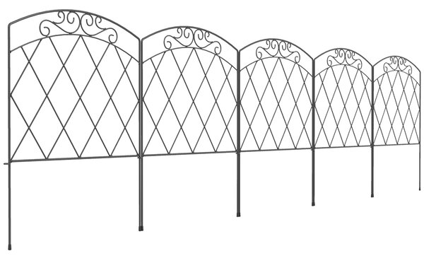 Outsunny 3m Decorative Metal Garden Fence - Diamond and Swirl Pattern