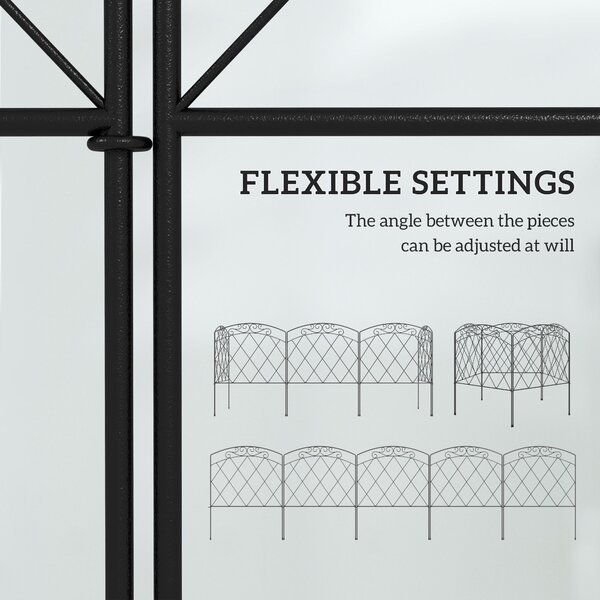 Outsunny 3m Decorative Metal Garden Fence - Diamond and Swirl Pattern