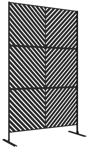 Outsunny 6.5FT Decorative Outdoor Divider, Metal Privacy Screen with Stand, Triangle Style, Black