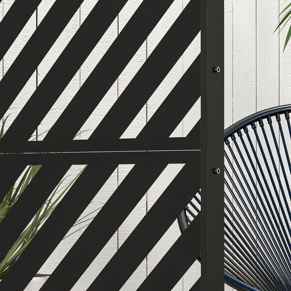Outsunny 6.5FT Decorative Outdoor Divider, Metal Privacy Screen with Stand, Triangle Style, Black