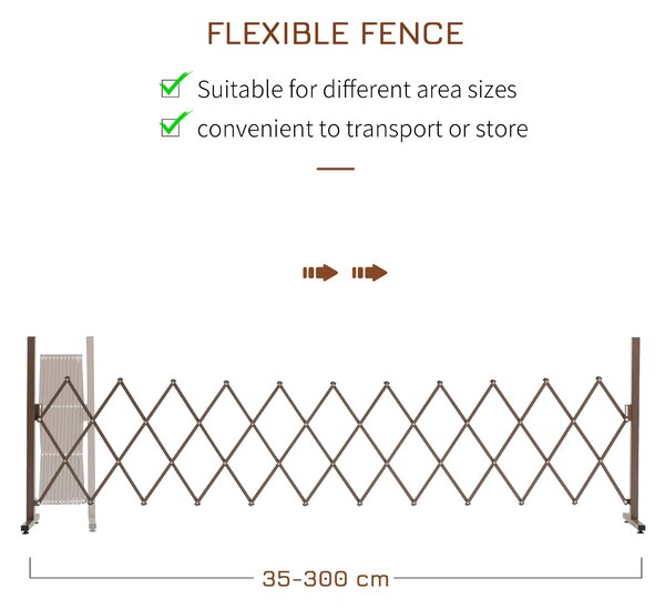 Outsunny Set of 2 Expanding Garden Fencc, Aluminium Freestanding Foldable Picket Fence, 300cmx103.5 cm, Dark Brown