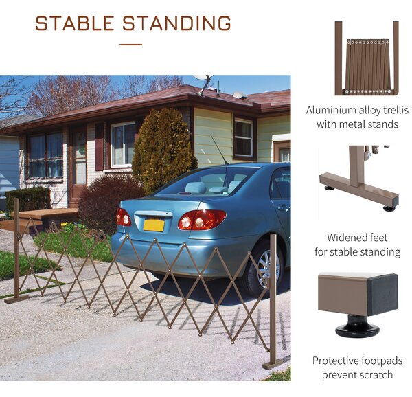 Outsunny Set of 2 Expanding Garden Fencc, Aluminium Freestanding Foldable Picket Fence, 300cmx103.5 cm, Dark Brown