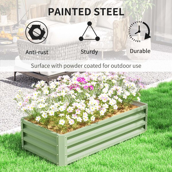 Outsunny Raised Beds for Garden, Galvanised Outdoor Planters, for Herbs and Vegetables, Use for Patio, Garden, Balcony