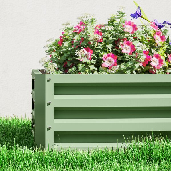 Outsunny Raised Beds for Garden, Galvanised Outdoor Planters, for Herbs and Vegetables, Use for Patio, Garden, Balcony