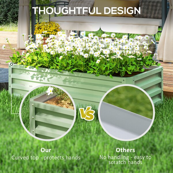 Outsunny Raised Beds for Garden, Galvanised Outdoor Planters, for Herbs and Vegetables, Use for Patio, Garden, Balcony