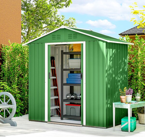 Outsunny 6.5 x 3.5ft Metal Garden Storage Shed - Green