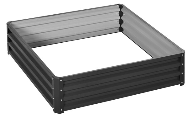 Outsunny Raised Garden Bed Box with Weatherized Steel Frame for Vegetables, Flowers, & Herbs, 120 x 120 x 30cm, Grey Aosom UK
