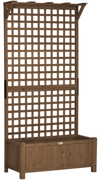 Outsunny Planter Box, Trellis Raised Bed for Vine Climbing, Raised Garden Bed, Privacy Screen for Backyard, Patio Aosom UK